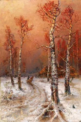 Escena de invierno con grajos